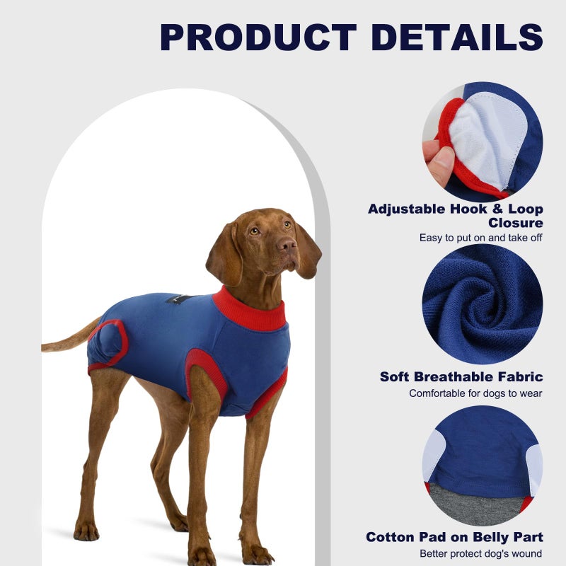 IDOMIK Dog Recovery Suit for Female Spay - Adjustable Anti-Licking Dog Post Surgery Onesie, Male Female Dog Neuter Spay Suits, Soft Abdominal Wound Bandage & E-Collar Cone Alternative - Image 2